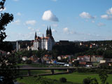 der Burgberg von Meien mit der Bischofsburg, der Markgrafenburg, dem Dom und der Burgherrenburg - rechts anschlieend St. Afra unser Quartier