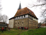 die Wasserburg von der Rckseite - an der 2008 der linke Giebel einstrzte -  sicher auch eine Folge der Abbrucharbeiten 1947