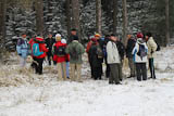 Warten auf den Rest der Wandergruppe im Winterwald zwischen Mnchen und Bad Berka